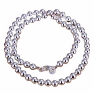 Women's 925 Sterling Silver Stamped 8 MM Ball Bead Necklace 20"